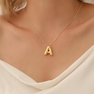 Bubble Cross Gold Letter Necklace