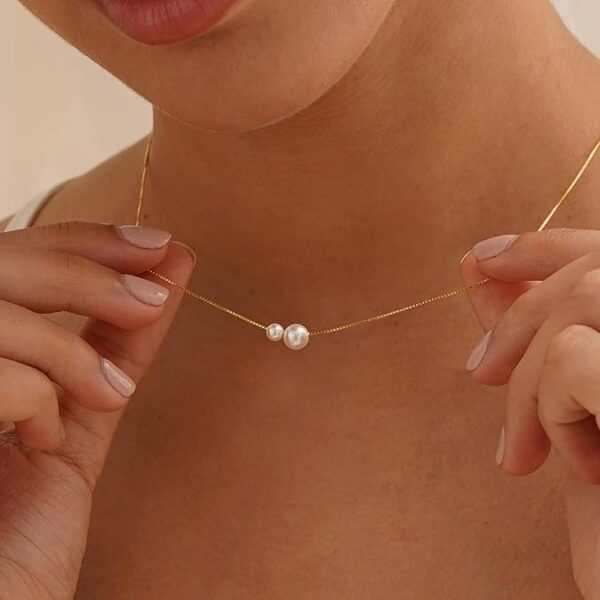Gold-plated pearl necklace - Image 3