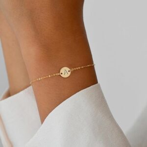 18K Gold Initial Bracelet for Women