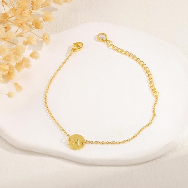18K Gold Initial Bracelet for Women - Image 2