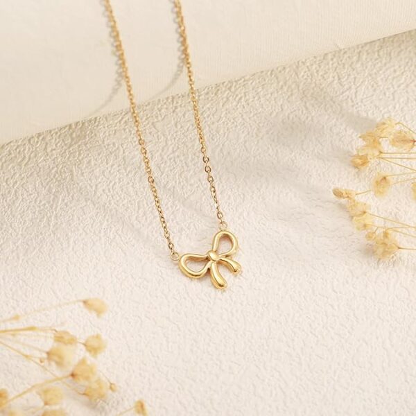 18k gold-plated bow necklace - Image 4