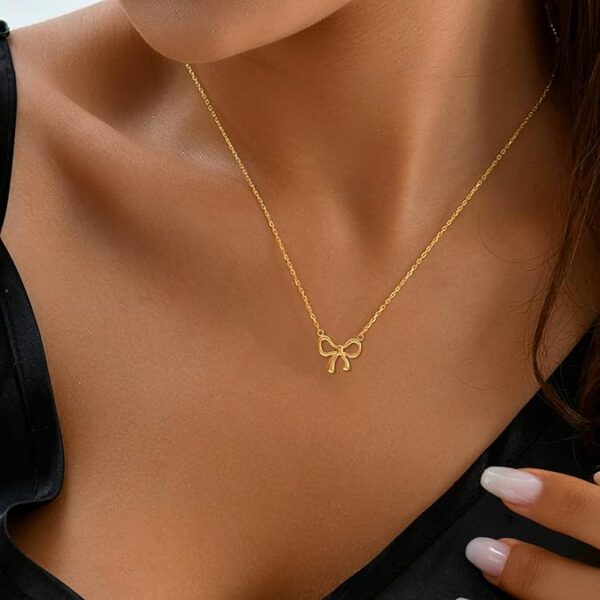 18k gold-plated bow necklace - Image 3