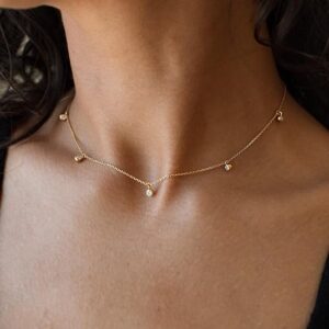 18K gold-plated diamond necklace