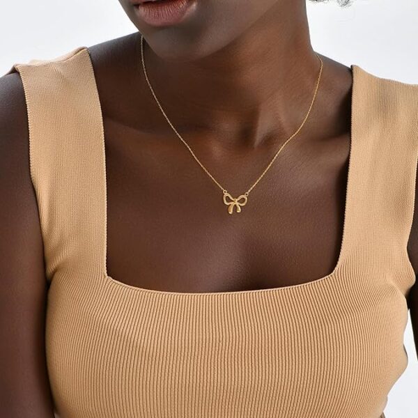 18k gold-plated bow necklace - Image 2
