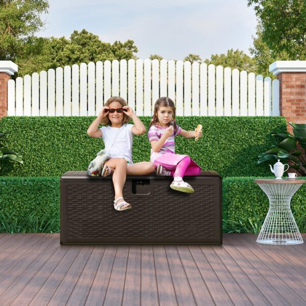 2025 Outdoor Storage Box, 31 73 100 Gallon Waterproof Resin Patio Storage Box with Lockable Lid, Side Handle for Pillows, Cushions - Image 27