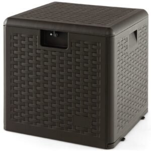 2025 Outdoor Storage Box, 31 73 100 Gallon Waterproof Resin Patio Storage Box with Lockable Lid, Side Handle for Pillows, Cushions