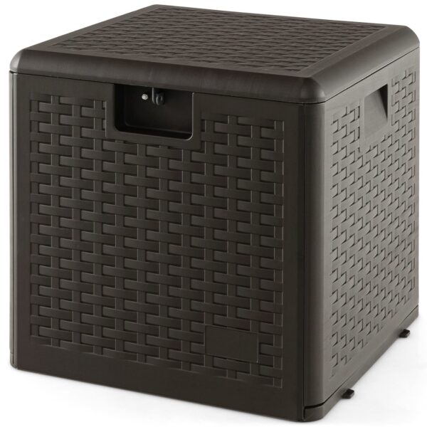 2025 Outdoor Storage Box, 31 73 100 Gallon Waterproof Resin Patio Storage Box with Lockable Lid, Side Handle for Pillows, Cushions