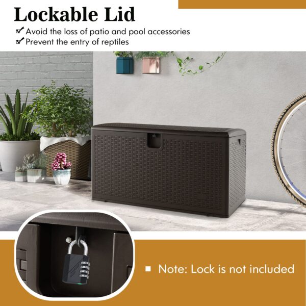 2025 Outdoor Storage Box, 31 73 100 Gallon Waterproof Resin Patio Storage Box with Lockable Lid, Side Handle for Pillows, Cushions - Image 14