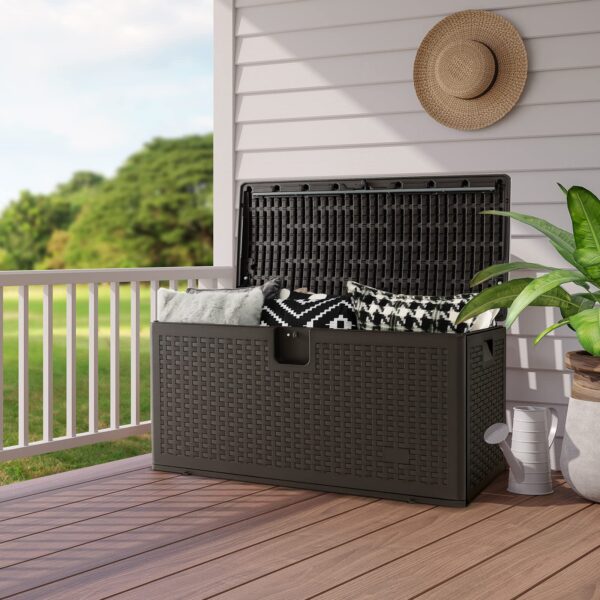 2025 Outdoor Storage Box, 31 73 100 Gallon Waterproof Resin Patio Storage Box with Lockable Lid, Side Handle for Pillows, Cushions - Image 11