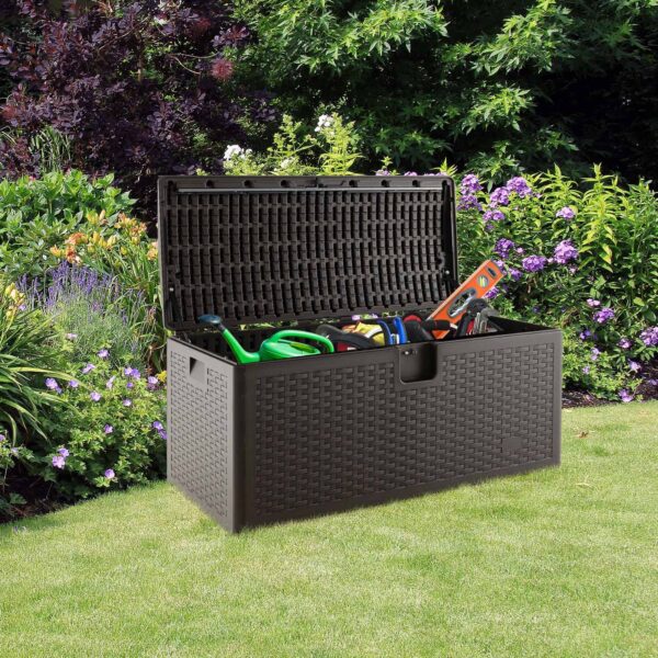 2025 Outdoor Storage Box, 31 73 100 Gallon Waterproof Resin Patio Storage Box with Lockable Lid, Side Handle for Pillows, Cushions - Image 26