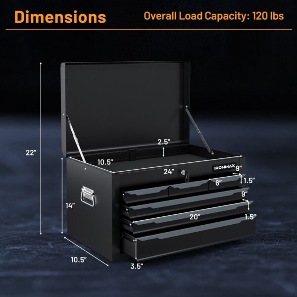 2025 Steel Tool Box, 24” Tool Chest Case with 6 Drawers, Top Storage, Automatic Lock - Image 11