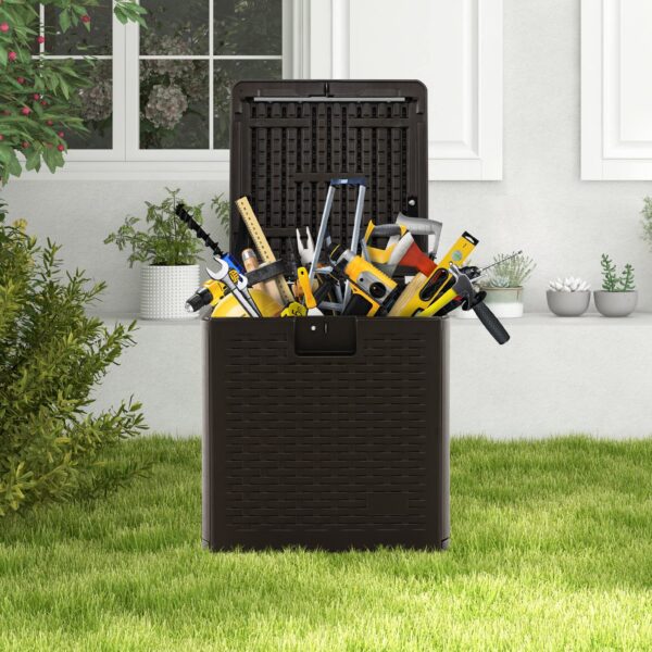 2025 Outdoor Storage Box, 31 73 100 Gallon Waterproof Resin Patio Storage Box with Lockable Lid, Side Handle for Pillows, Cushions - Image 9