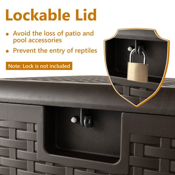 2025 Outdoor Storage Box, 31 73 100 Gallon Waterproof Resin Patio Storage Box with Lockable Lid, Side Handle for Pillows, Cushions - Image 2