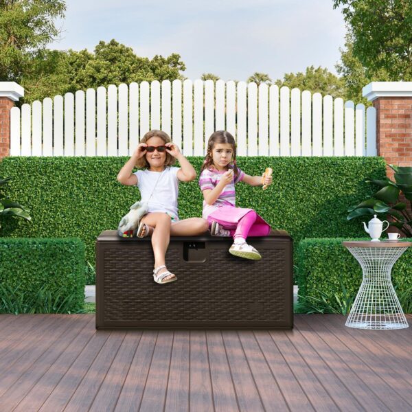 2025 Outdoor Storage Box, 31 73 100 Gallon Waterproof Resin Patio Storage Box with Lockable Lid, Side Handle for Pillows, Cushions - Image 18