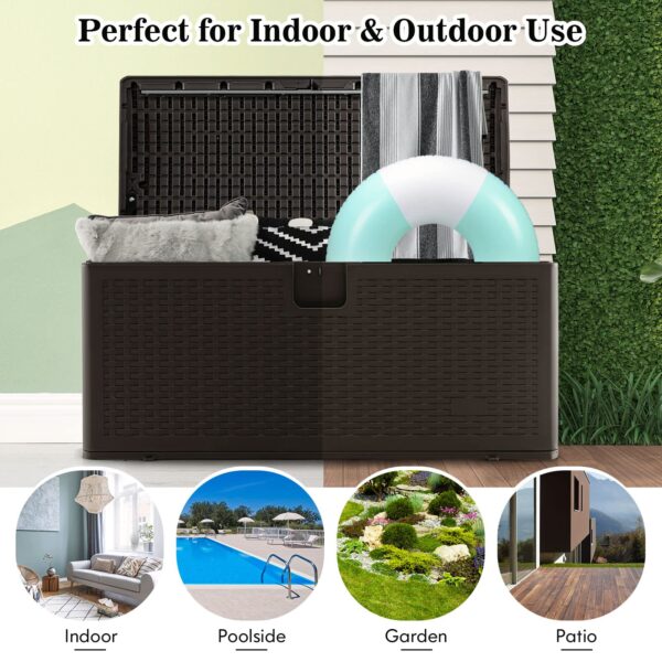 2025 Outdoor Storage Box, 31 73 100 Gallon Waterproof Resin Patio Storage Box with Lockable Lid, Side Handle for Pillows, Cushions - Image 24