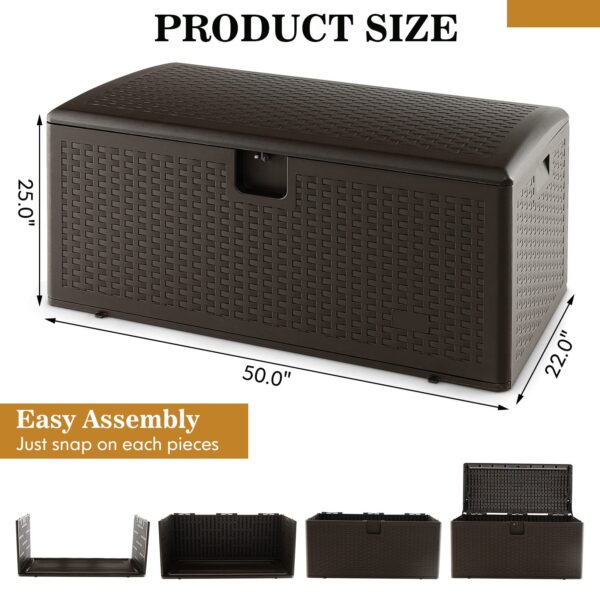 2025 Outdoor Storage Box, 31 73 100 Gallon Waterproof Resin Patio Storage Box with Lockable Lid, Side Handle for Pillows, Cushions - Image 25