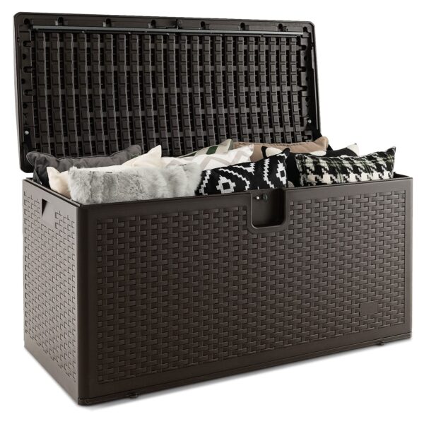 2025 Outdoor Storage Box, 31 73 100 Gallon Waterproof Resin Patio Storage Box with Lockable Lid, Side Handle for Pillows, Cushions - Image 19