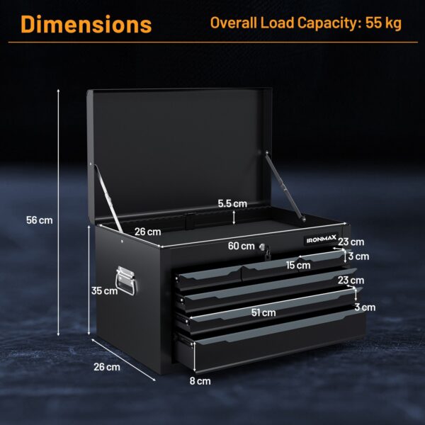 2025 Steel Tool Box, 24” Tool Chest Case with 6 Drawers, Top Storage, Automatic Lock - Image 10