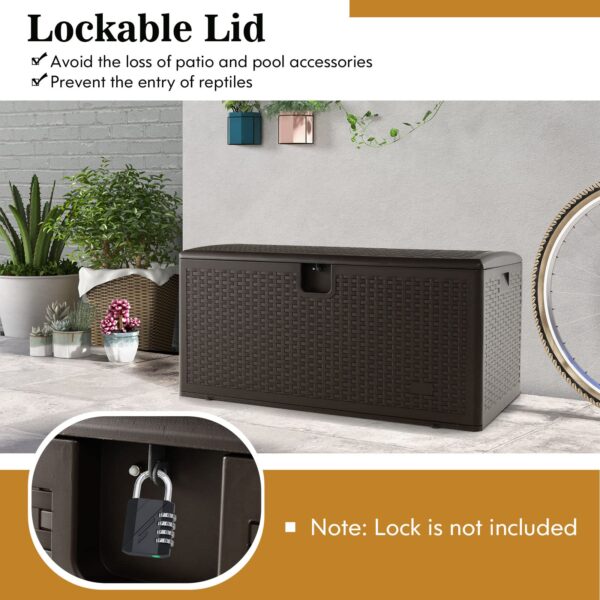 2025 Outdoor Storage Box, 31 73 100 Gallon Waterproof Resin Patio Storage Box with Lockable Lid, Side Handle for Pillows, Cushions - Image 23