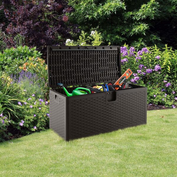 2025 Outdoor Storage Box, 31 73 100 Gallon Waterproof Resin Patio Storage Box with Lockable Lid, Side Handle for Pillows, Cushions - Image 17